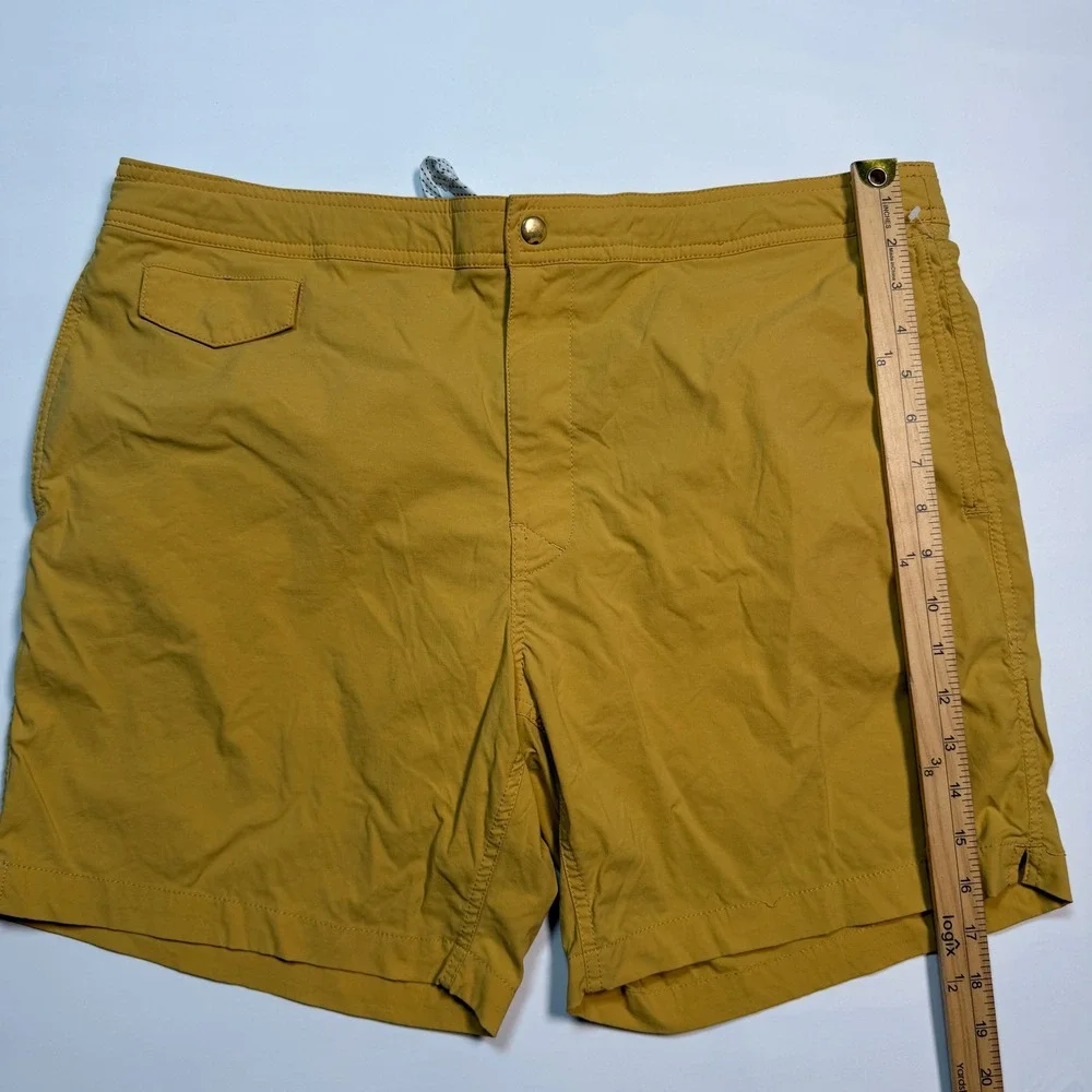 J.Crew Mens Swim Trunks Mustard Yellow Mesh Lined Board Shorts Size 38